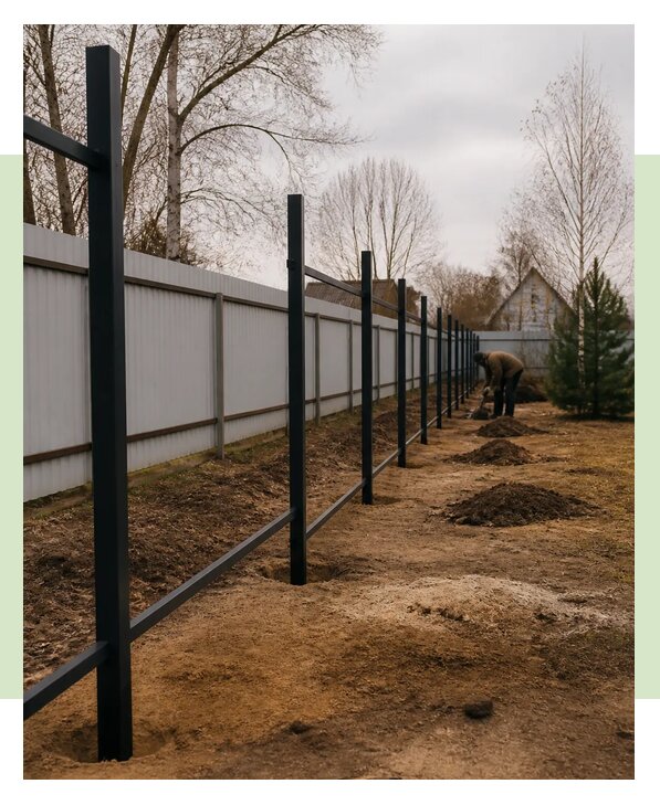 Забор на винтовых сваях под ключ для участка в Снежинске